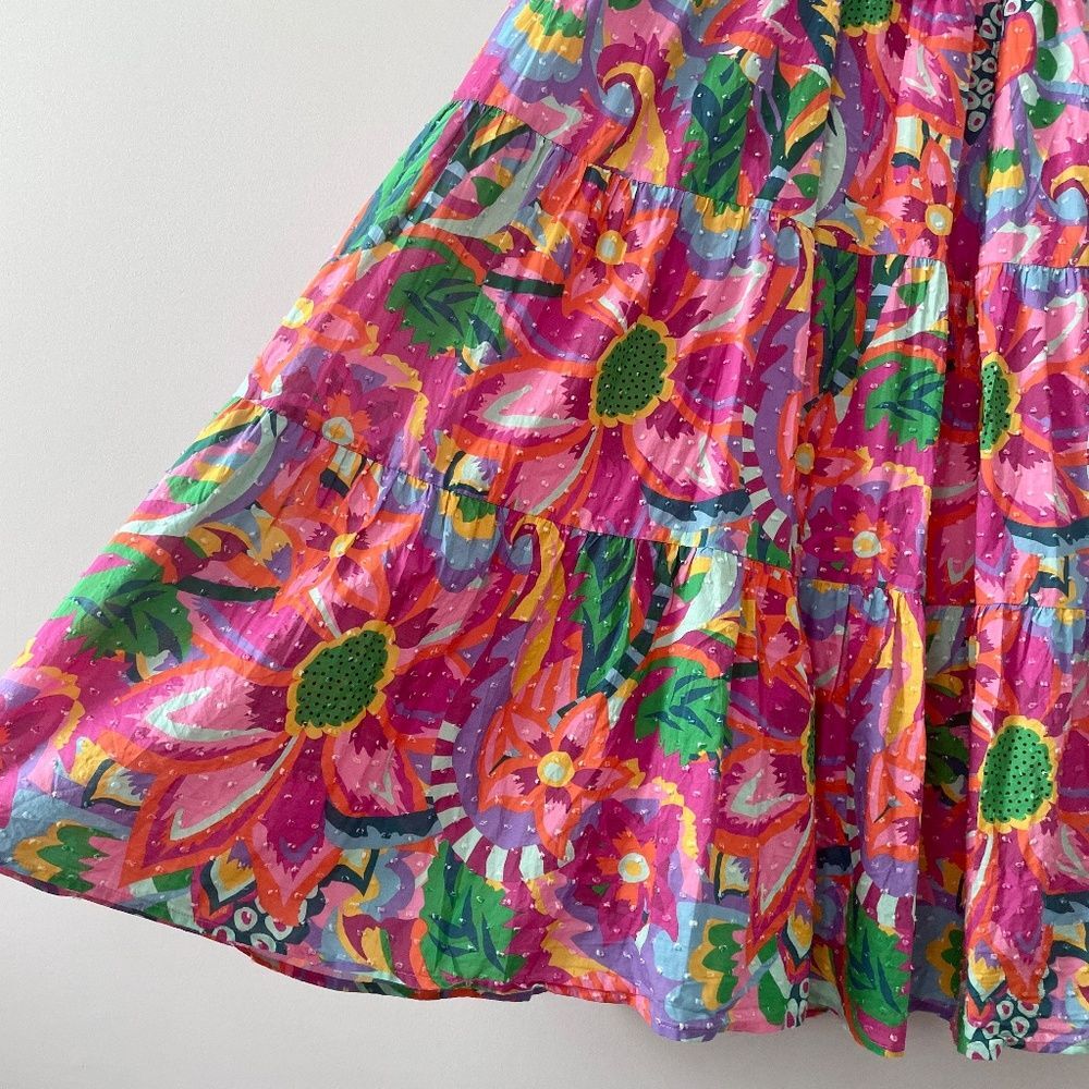 Tuckernuck Crosby by Mollie Burch Colorful Floral Wesley Midi Dress Heatwave XS - Picture 9 of 12